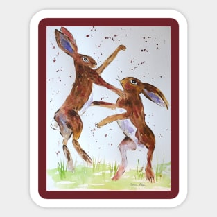 Hares Boxing Sticker